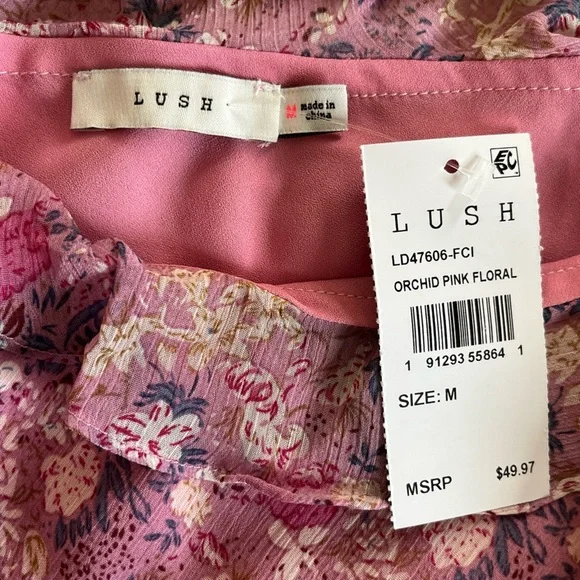 NWT Lush Brand Orchid Pink Floral Dress Women’s Size Medium - Picture 11 of 16